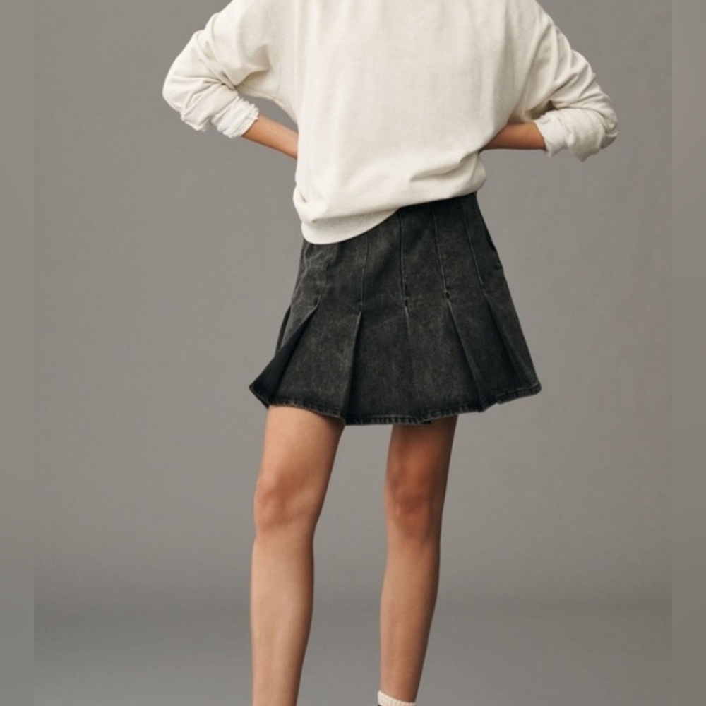 NWT Anthropologie Pilcro Pleated Demin Mini Skirt Sz 2